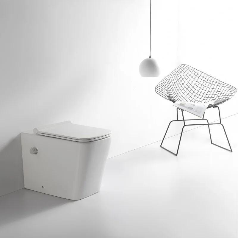 Klozet Square Back-to-Wall Pan with Pre-installed Bidet